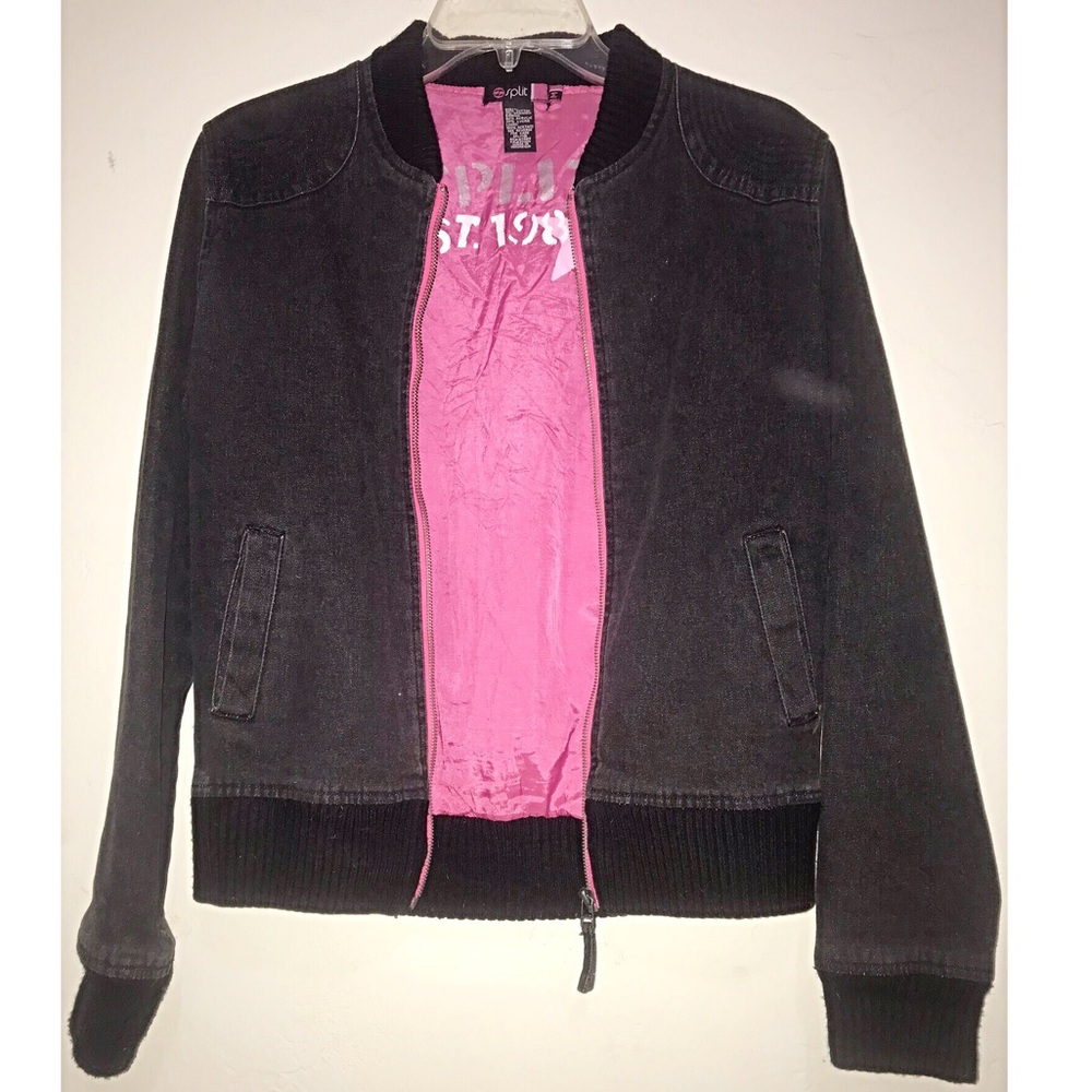 Split black denim jacket, worn a couple times